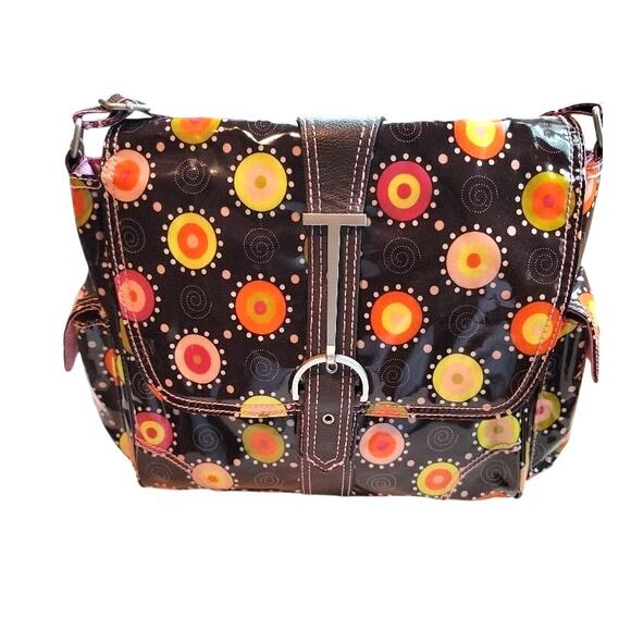 Hadaki Travel Bag Crossbody Tote Floral Water Resistant  Geometric Vinyl Y2K - Picture 1 of 11